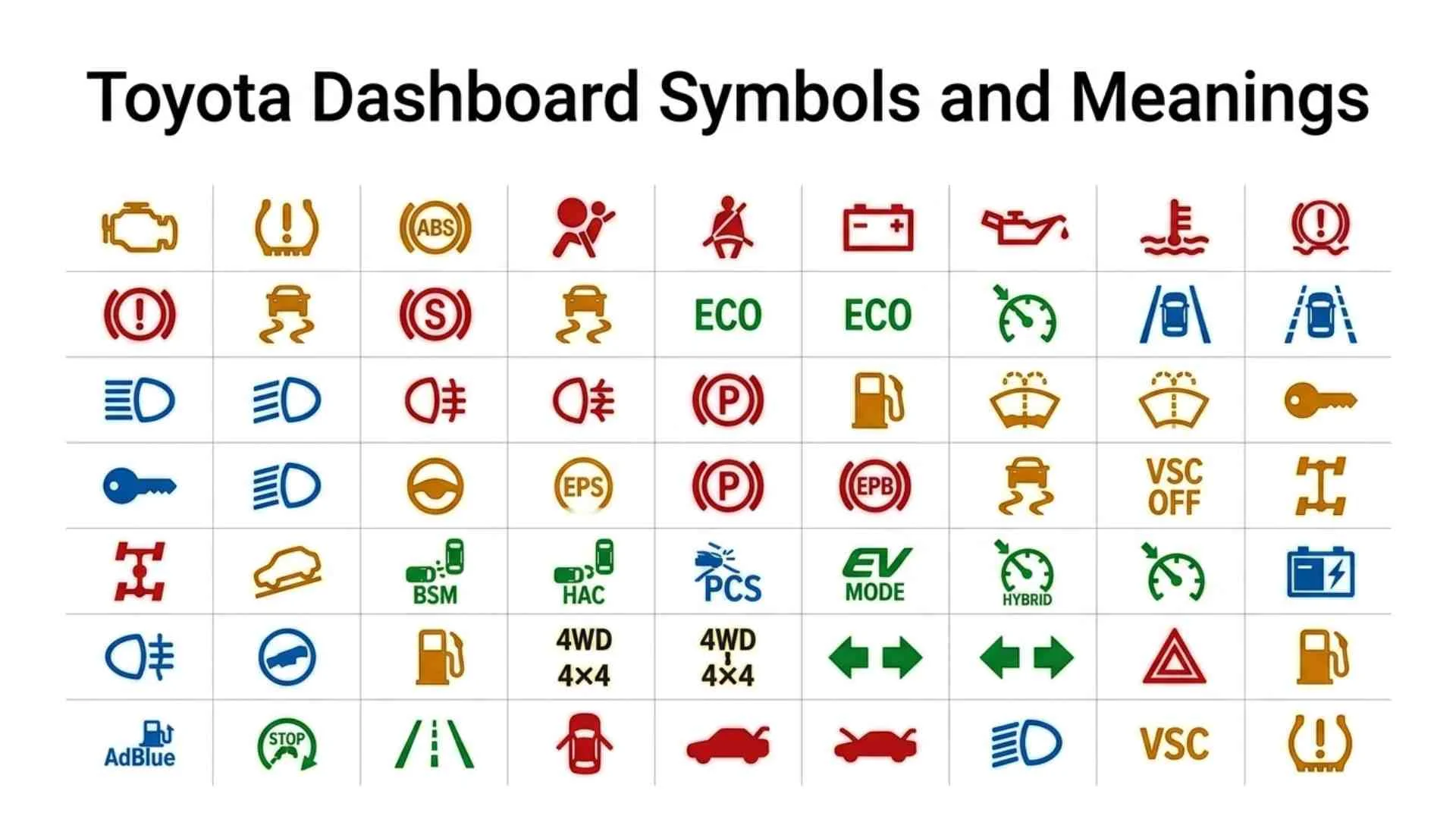 Toyota Dashboard Symbols and Meanings