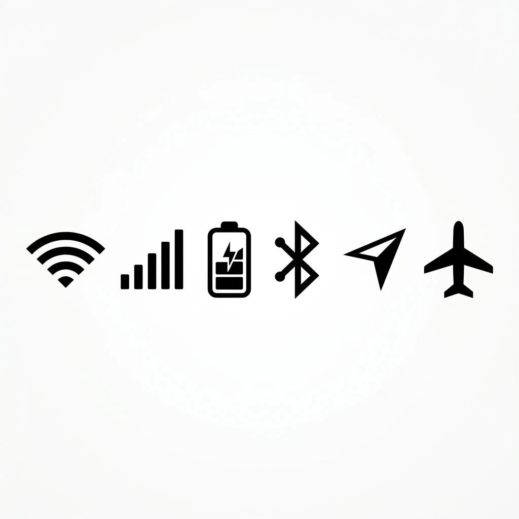 iphone symbols on top of screen